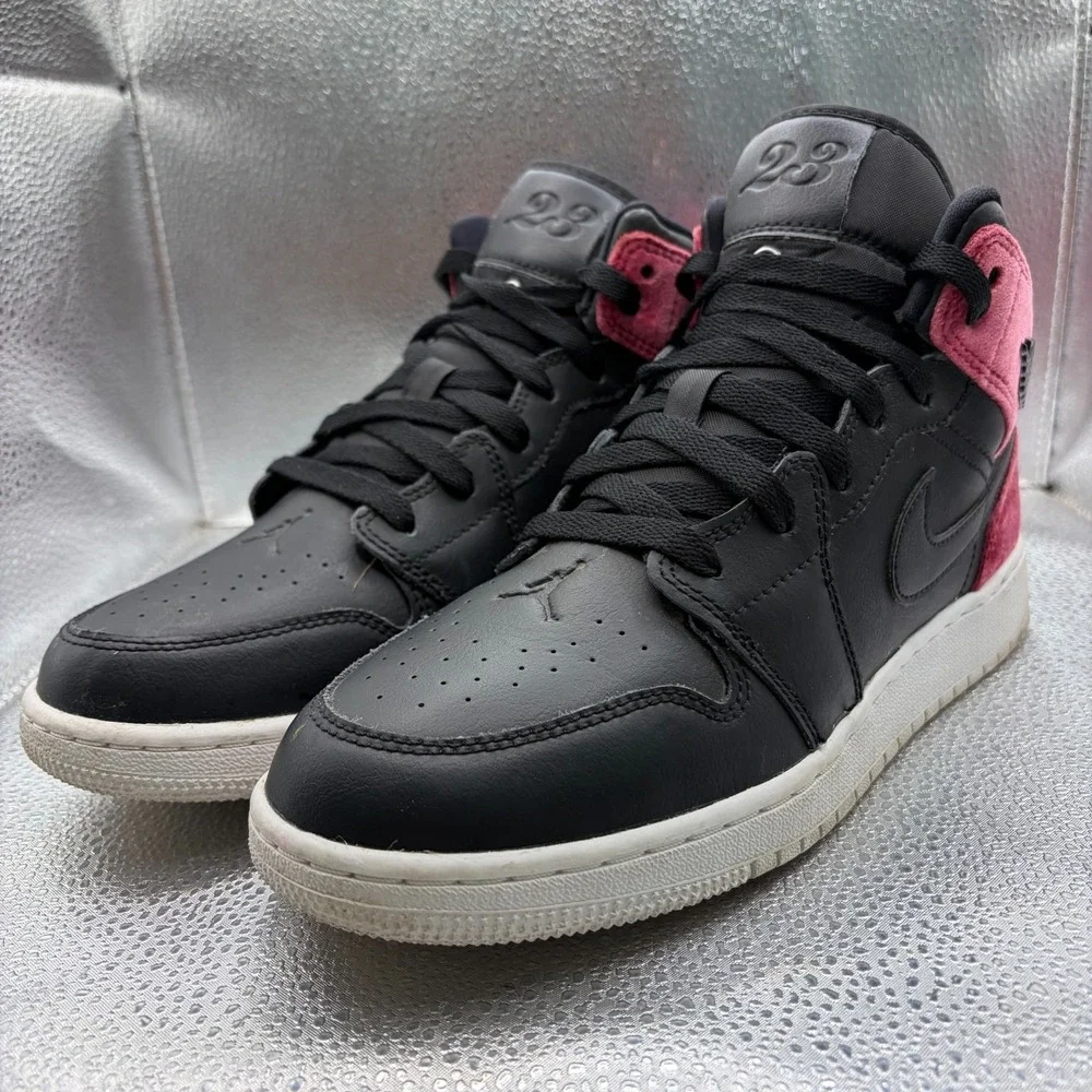 Size 6.5Y Nike Air Jordan 1 Mid XLD‎ GS Black Noble Red Kids Shoes CK5678-006